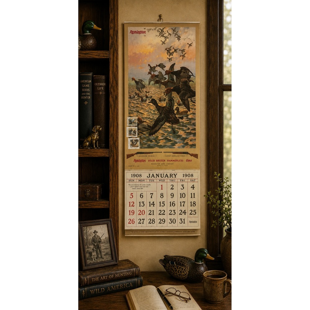 Vtg Remington Collectible Calendar 1992 Replicates 1908 Duck Hunting Stamps